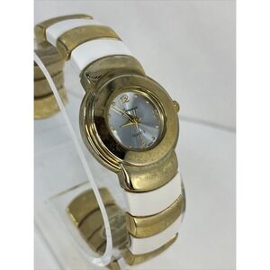 Geneva Women's Quartz Watch Gold & White Bangle Band- New Battery